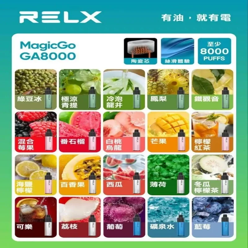 【葡萄】RELX GA 8000口悅刻拋棄式|免充電大容量|台灣現貨專賣